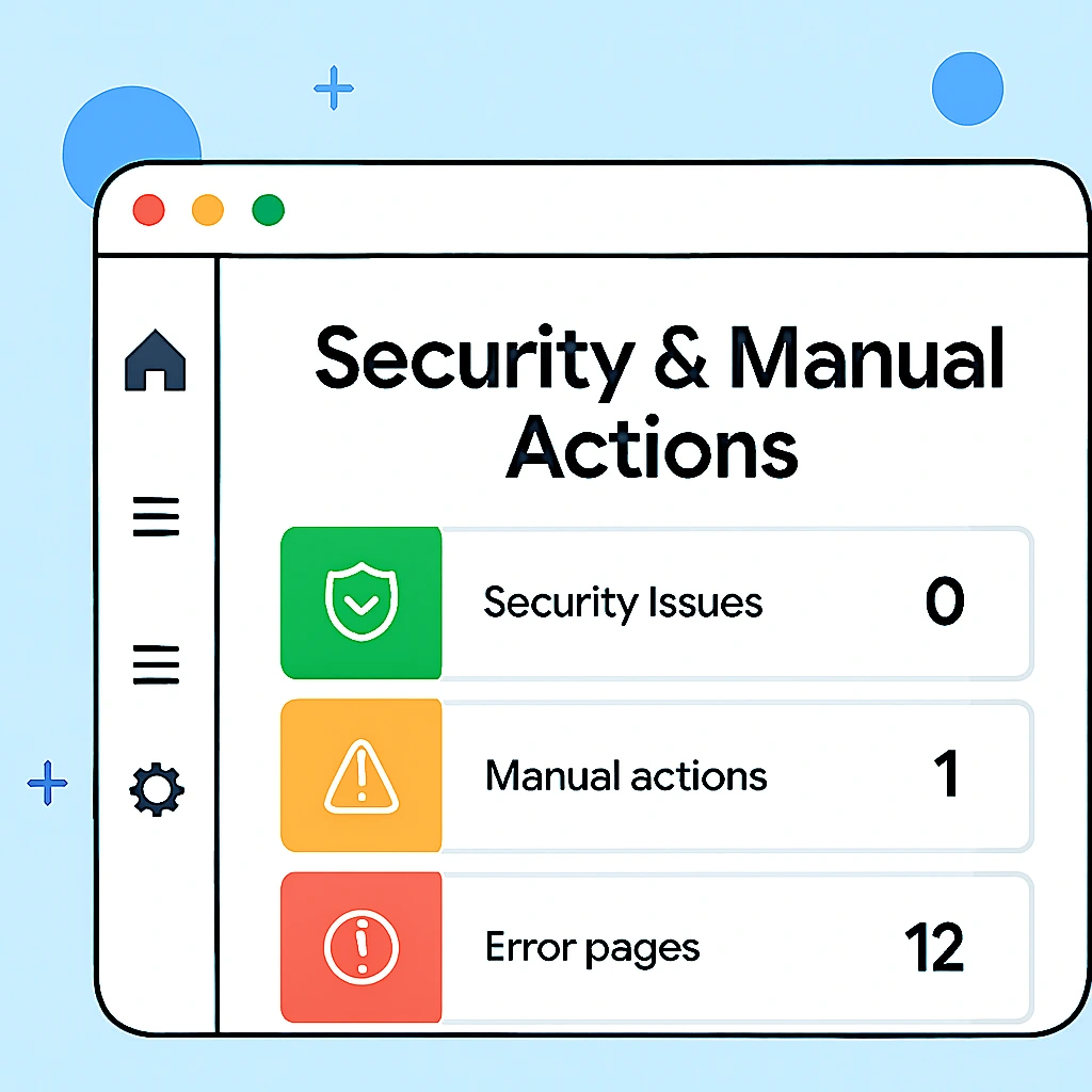 بخش Security & Manual Actions (امنیت و اقدامات دستی)
